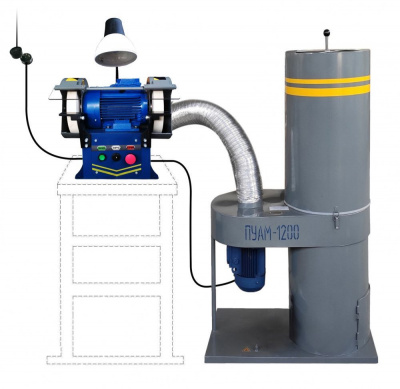 Станок точильно-шлифовальный ТШ-1Д-П с пылесосом  ПУАМ-1600
