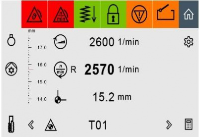 Индикация максимальной глубины сверления на сенсорном дисплее